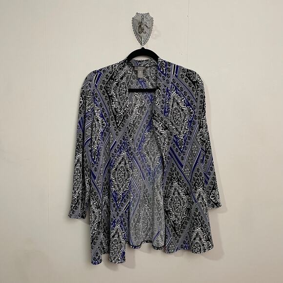 Chico's Sweaters - Chico’s 2 Timeless Collection cardigan floral bohemian black white Victorian